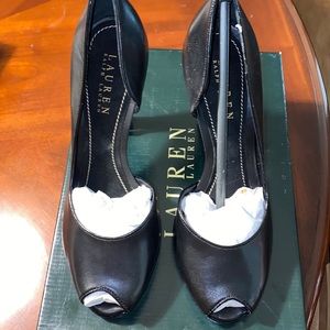 Ralph Lauren Ceciliana Black Burnished Calf Pump